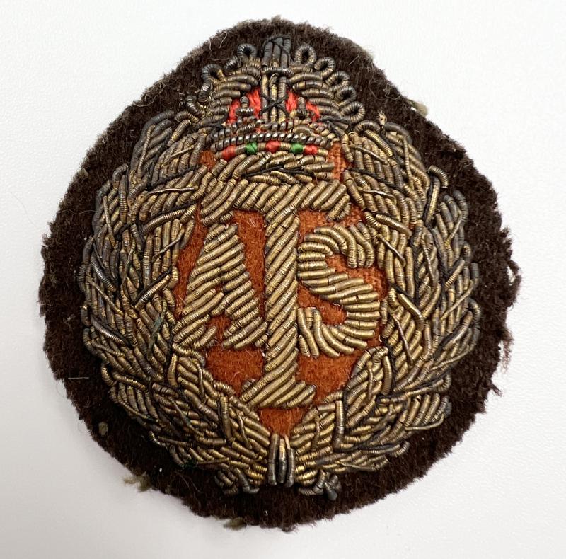 WW2 Auxiliary Territorial Service Officers Bullion Cloth Cap Badge