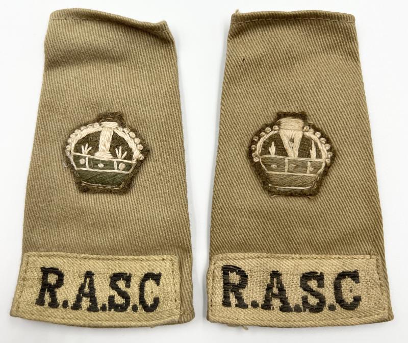 WW2 Royal Army Service Corps Major Rank Slip On Shoulder Titles