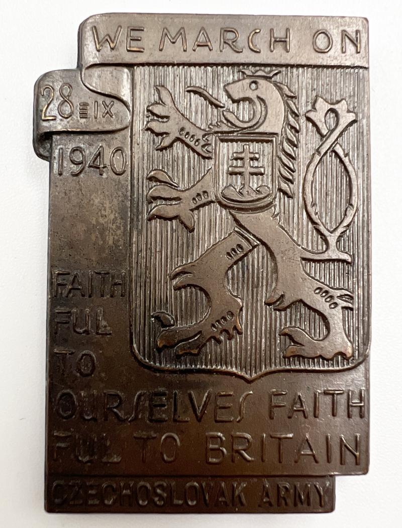 WW2 Czechoslovak Army 1940 We March On Badge