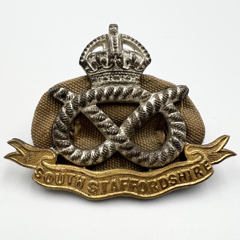 WW2 South Staffordshire Regiment Officers Silver Gilt Cap Badge