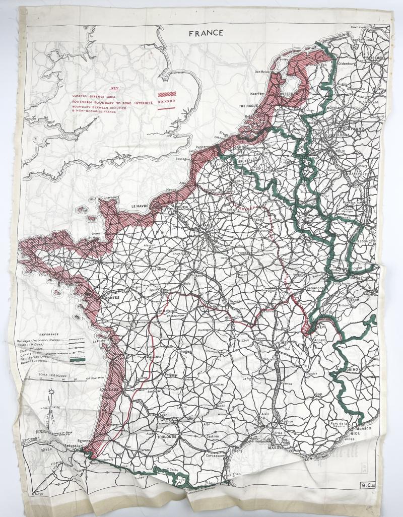 WW2 Double Sided Silk Escape Map